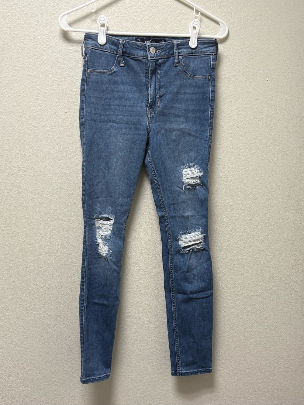 Hollister Women’s High Rise Advanced Stretch Jegging Jeans Blue Distressed 26
